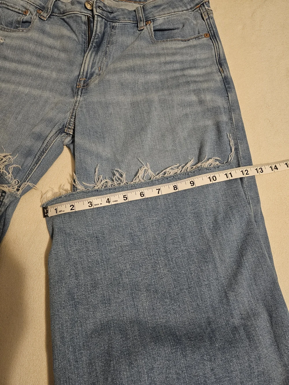 AMERICAN EAGLE Wms Baggy Wide-Leg Low-Rise Stretch Jeans Light Blue Sz 8 Regular